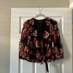 Red Floral Madewell Wrap Top
